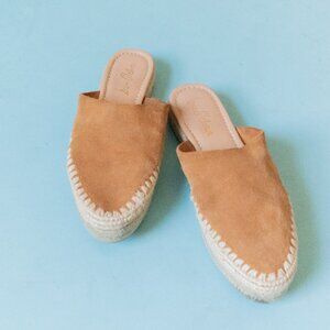 Sam Edelman Austin Camel Brown Woven Platform Espadrille Slip On Mules Size 7